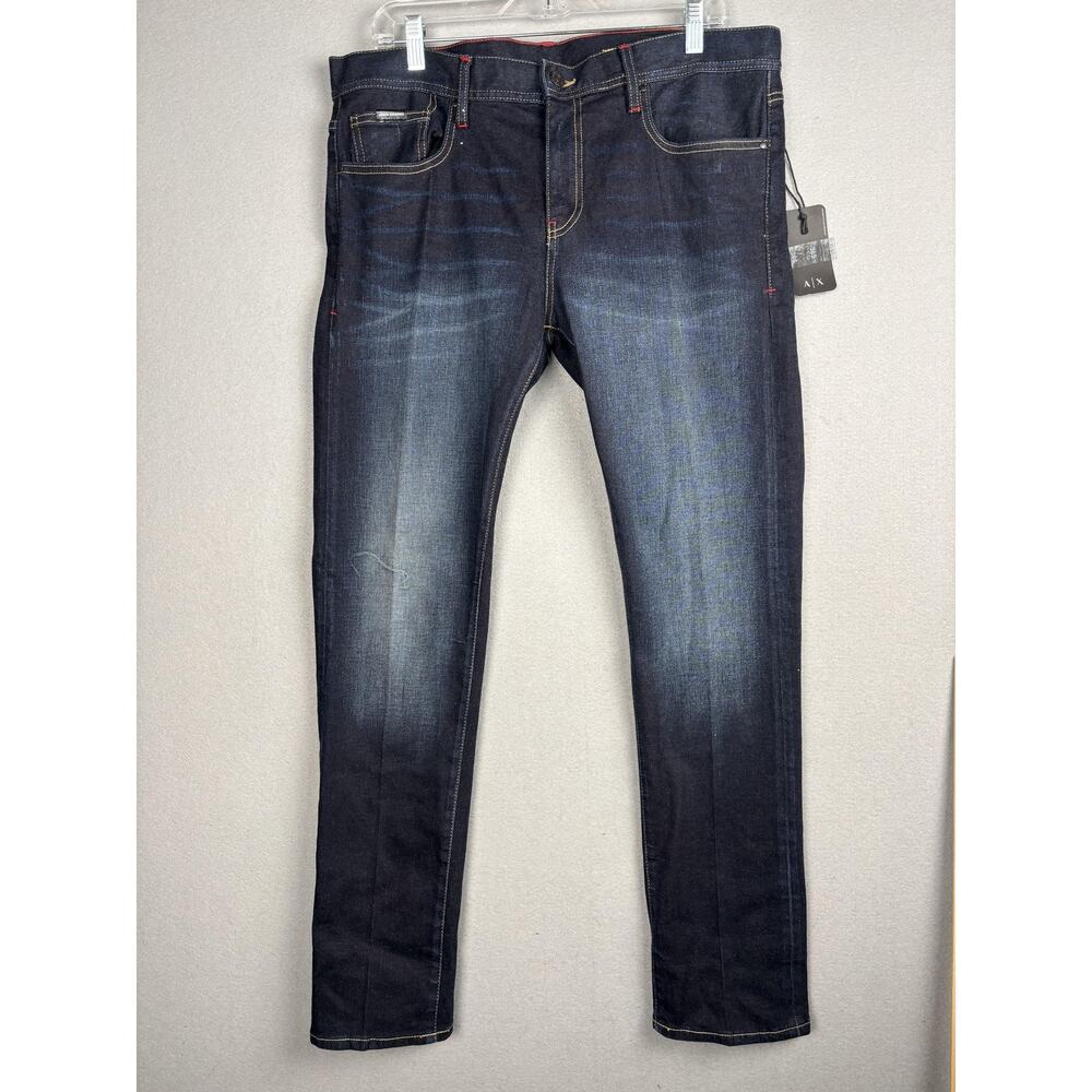 Armani Exchange J13 Jeans Mens 36 Slim Fit Dark Wash Denim Stretch Casual Pants